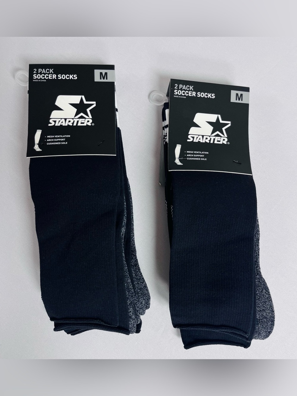 Brand New-STARTER Men's 2-Pack Black Athletic Soccer Socks